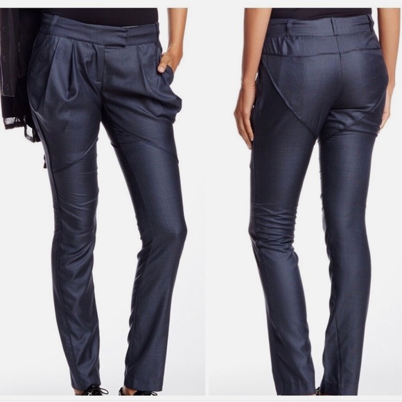 L.A.M.B. Pants - L.A.M.B. by Gwen Stefani Charcoal/Steel Wool Silk Dress Pants w/ Pleats